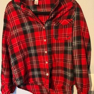 Victoria's Secret Red and Black Plaid Shirt